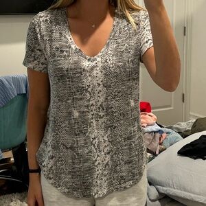 Z Supply Black and White Snake Print Short Sleeve Top